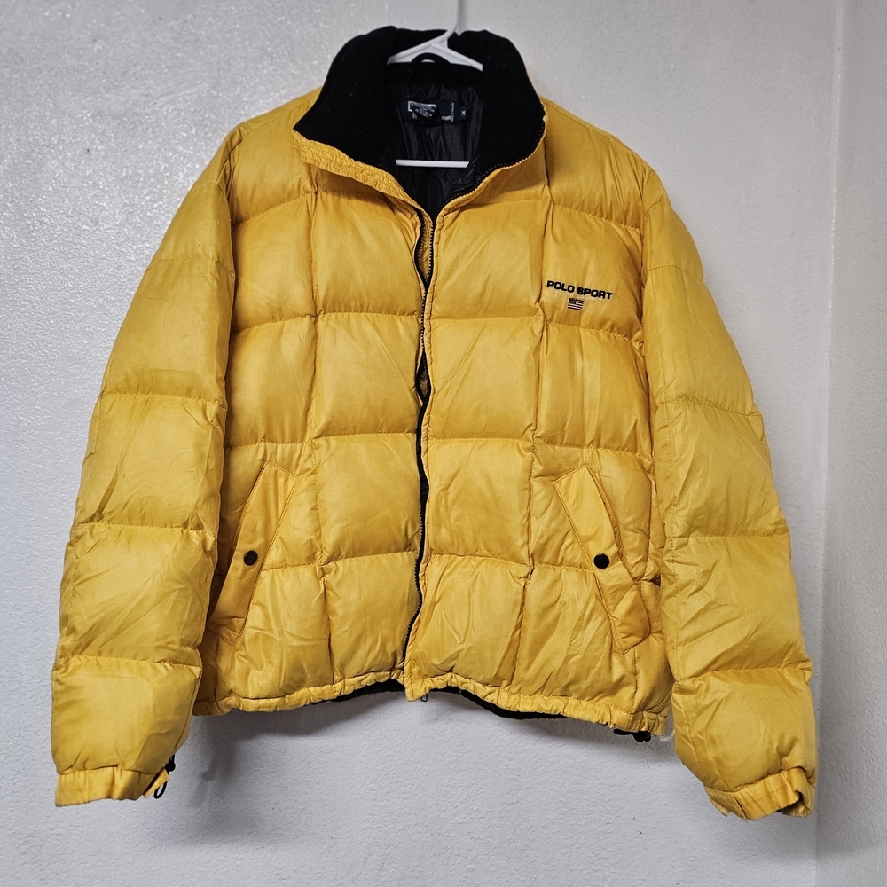 Vintage Polo Sport Yellow Puffer Jacket